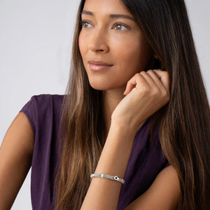 Small Single Station Diamond Circle Caviar Bracelet | 6mm