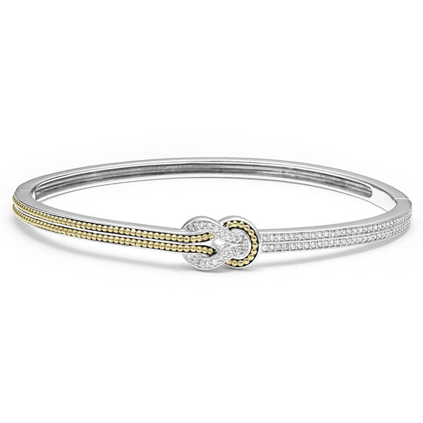 Two-Tone Knot Diamond Cuff Bracelet