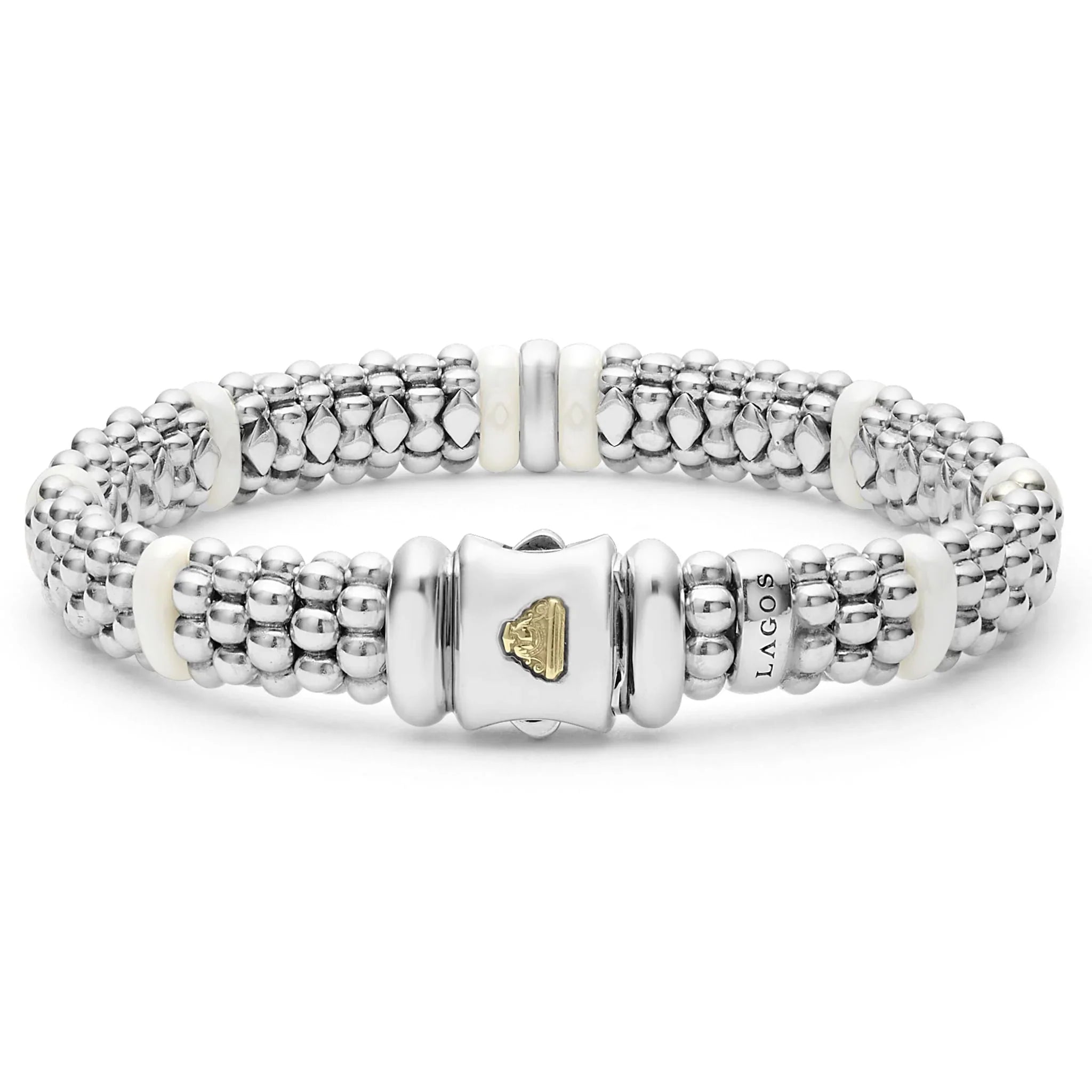 Single Station Diamond Caviar Bracelet | 9mm