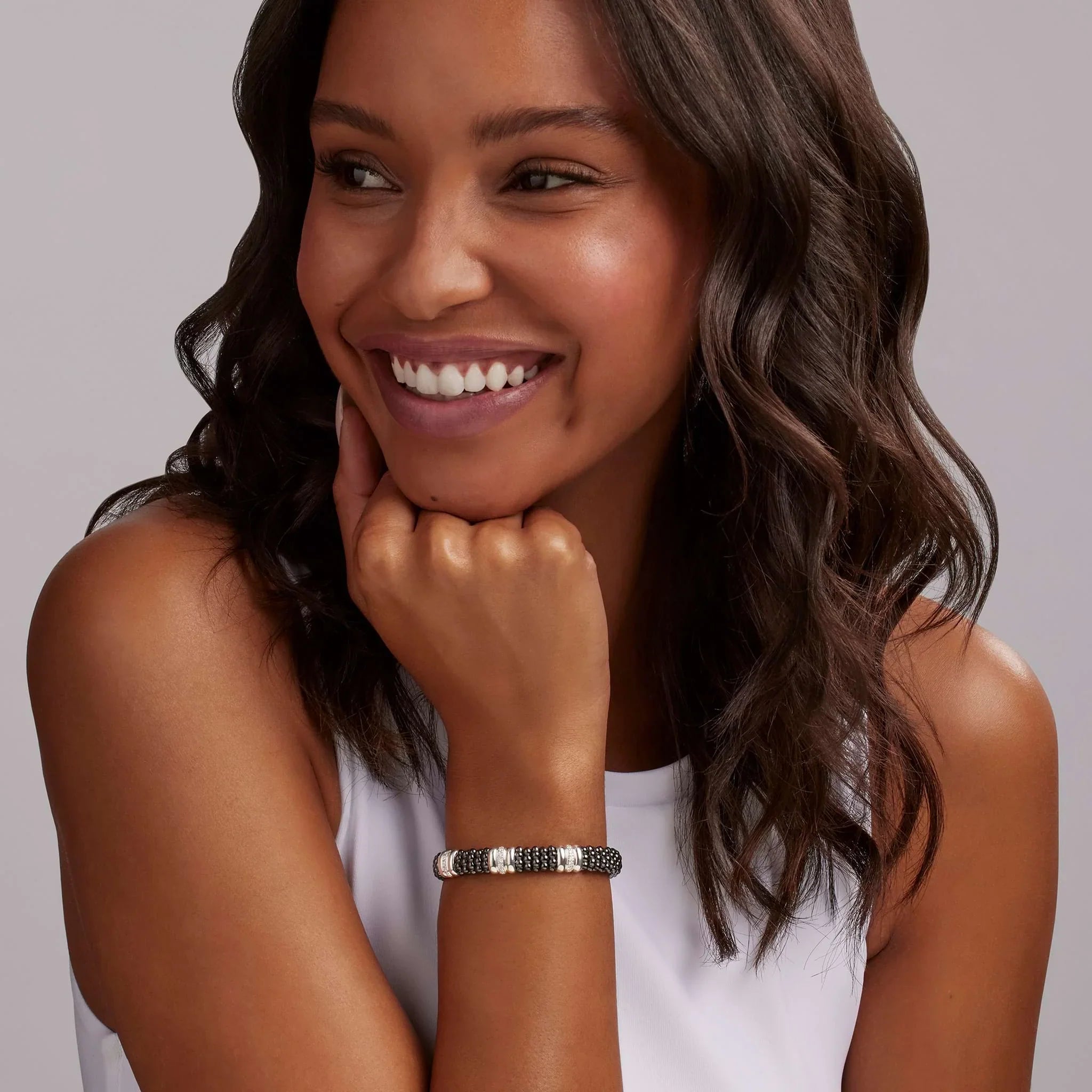 Three Station Ceramic Diamond Bracelet | 9mm