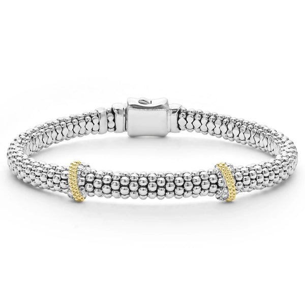Double X Caviar Diamond Bracelet | 6mm