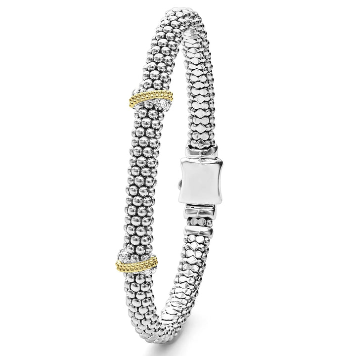 Double X Caviar Diamond Bracelet | 6mm