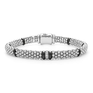 Single Station Diamond Caviar Bracelet | 6mm