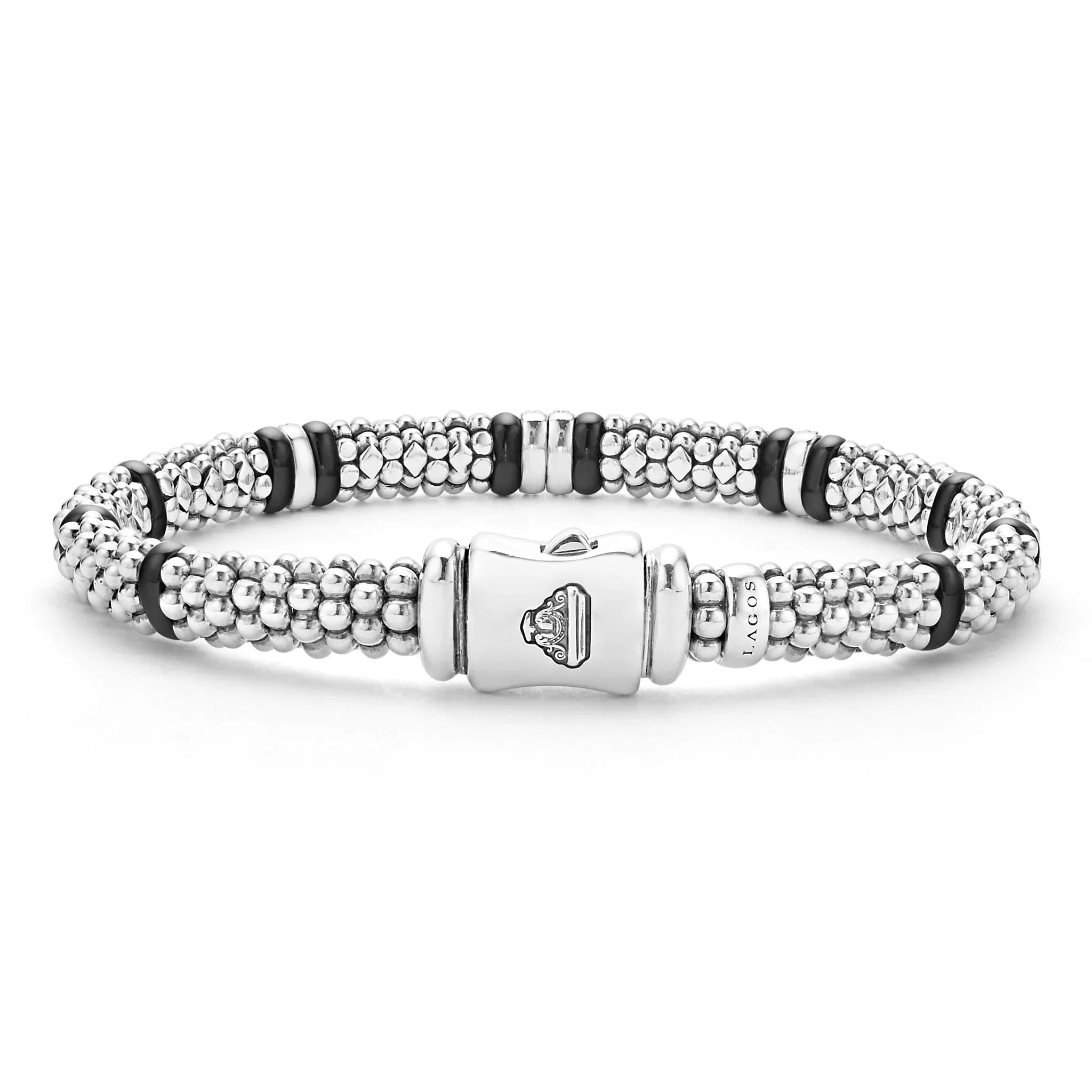 Four Station Diamond Caviar Bracelet | 6mm