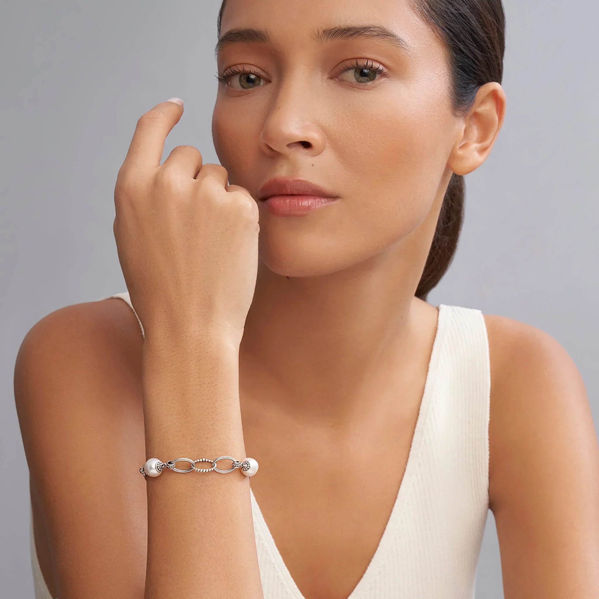 Caviar Pearl Link Bracelet