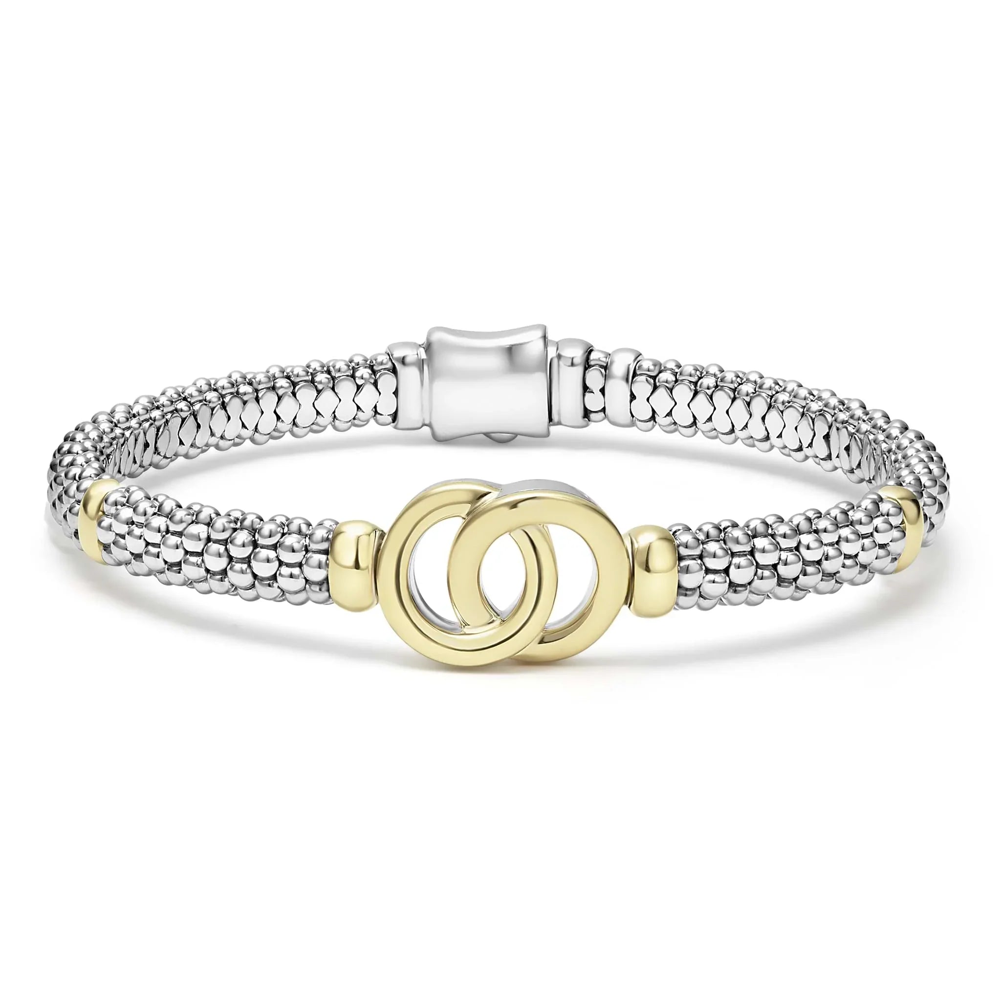 Two-Tone Interlocking Caviar Bracelet | 6mm