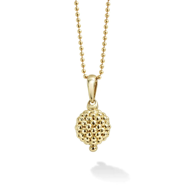 18K Gold Caviar Beaded Pendant Necklace