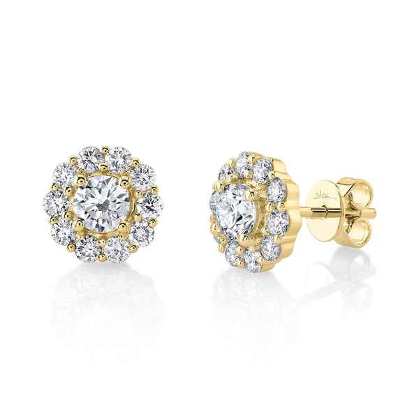 1.58ctw Diamond Cluster Earring, 14K Yellow Gold - Gunderson's Jewelers