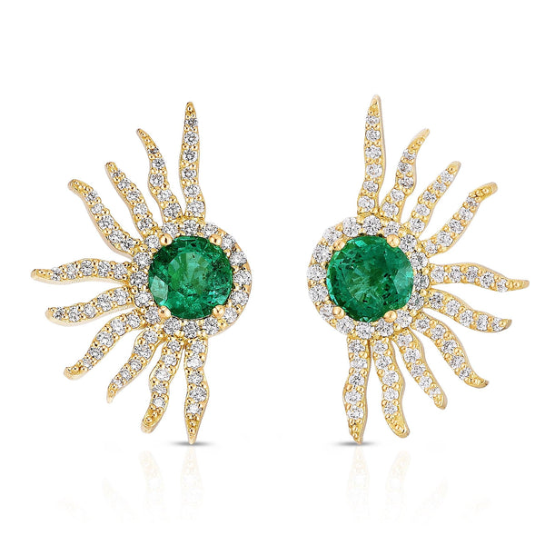 1.70ctw Emerald and .74ctw Diamond Earrings - Gunderson's Jewelers