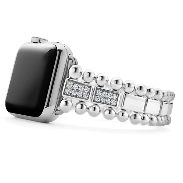 Sterling Silver Half Diamond Watch Bracelet-38-45mm