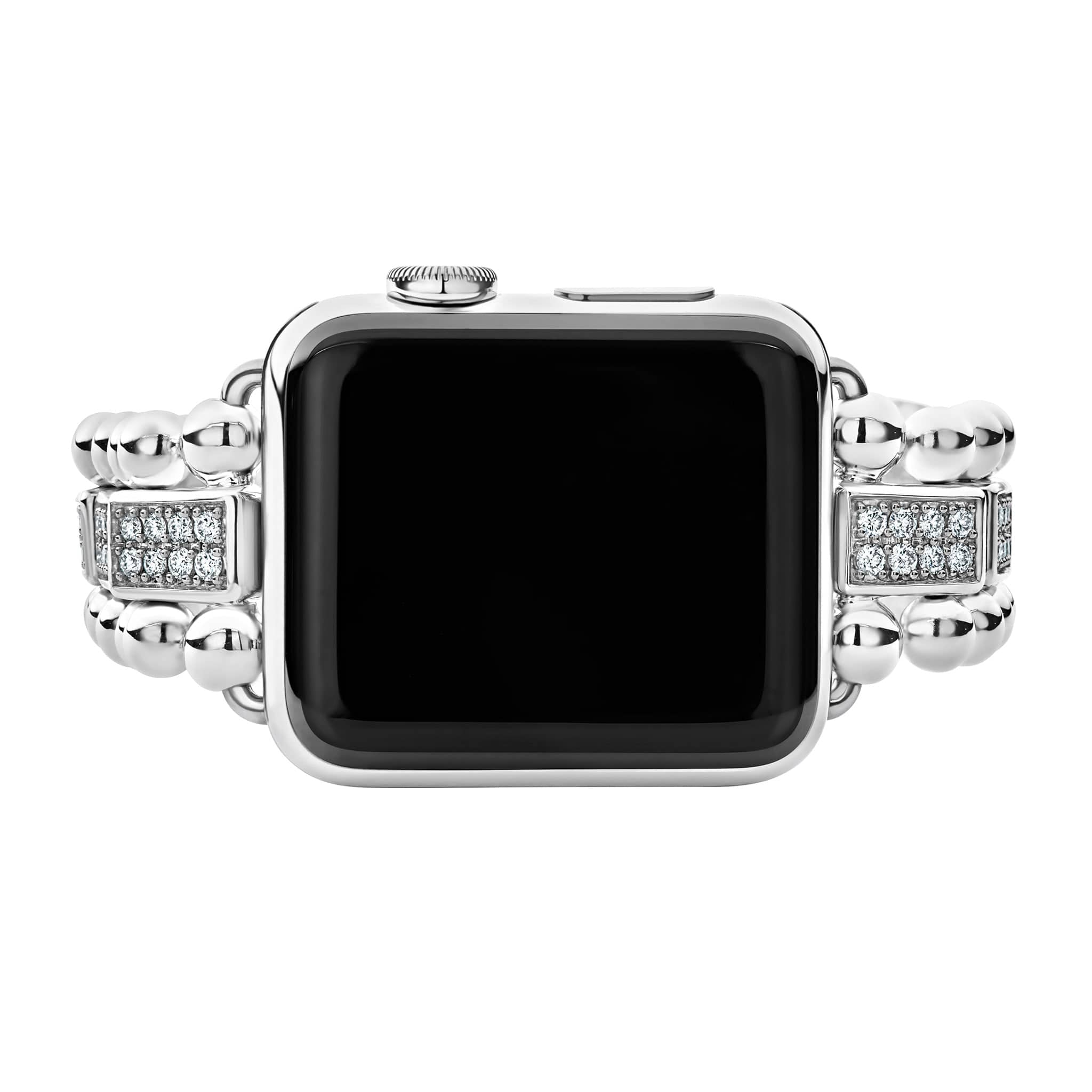 Sterling Silver Half Diamond Watch Bracelet-38-45mm