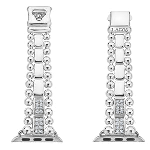 Sterling Silver Half Diamond Watch Bracelet-38-45mm