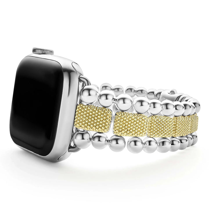 18K Gold and Sterling Silver Caviar Beaded Watch Bracelet-38-45mm