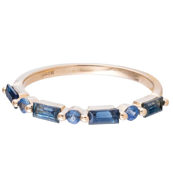 0.18ctw Diamond and Blue Sapphire Baguette Ring