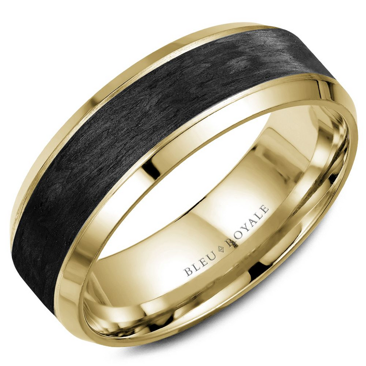 Black Carbon Center with 14K Yellow Gold Beveled Edges