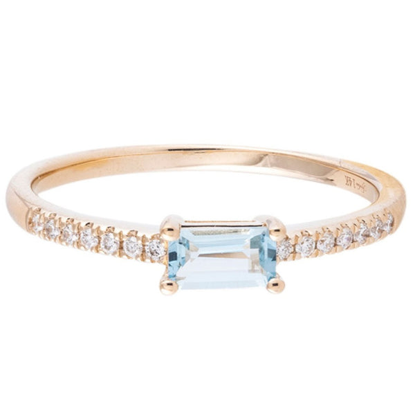 0.09ctw Diamond and Aquamarine Ring