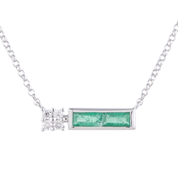 0.05ctw Diamond and Emerald Necklace