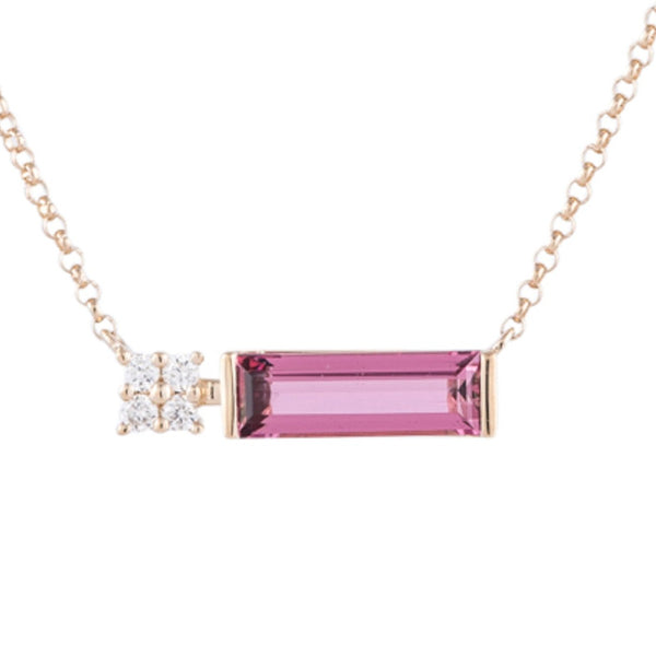 0.05ctw Diamond and Pink Tourmaline Necklace