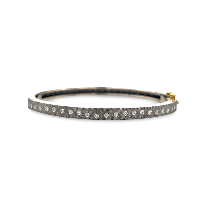 18K Diamond Wave 4mm Bangle Bracelet - Gunderson's Jewelers