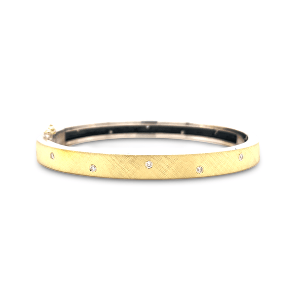 18K Gold Textured 6mm Bangle Bracelet - Gunderson's Jewelers