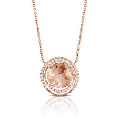 18K Rose Gold Diamond Pendant with Morganite - Gunderson's Jewelers