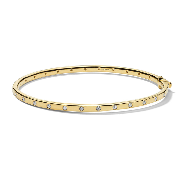18K Stardust Thin 25-Stone Hinged Bangle in 18K Gold with Diamonds - Gunderson's Jewelers