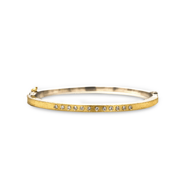 18K Yellow Gold Diamond 2.5mm Bangle Bracelet - Gunderson's Jewelers