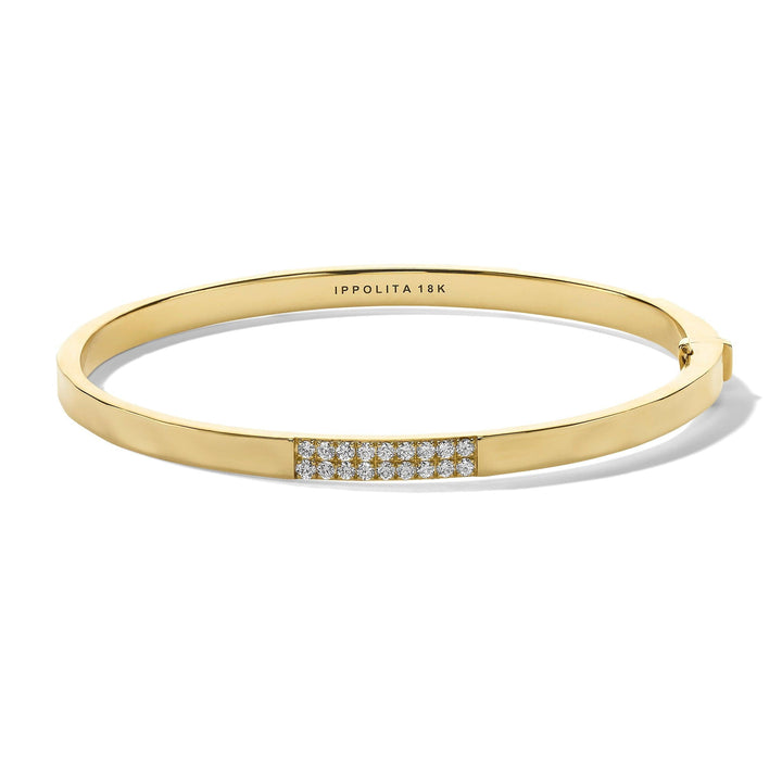 2-Row Station Bangle  in 18K Yellow Gold with Diamonds - Gunderson's Jewelers