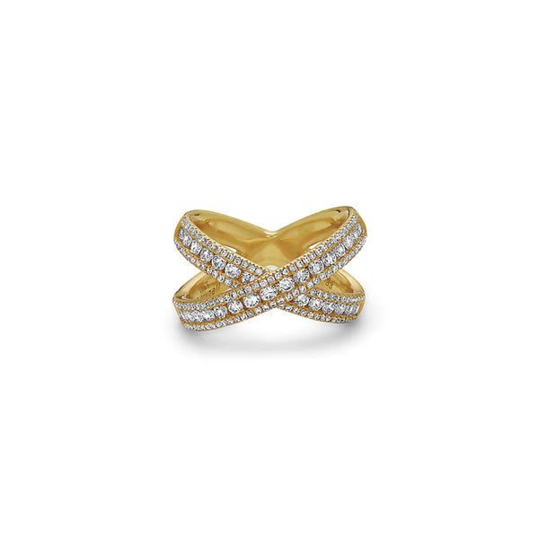 Gold and Diamond X Band Ring - Gunderson's Jewelers