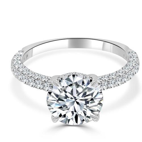 3 Sided Pave Semi Mount with Hidden Halo - Gunderson's Jewelers