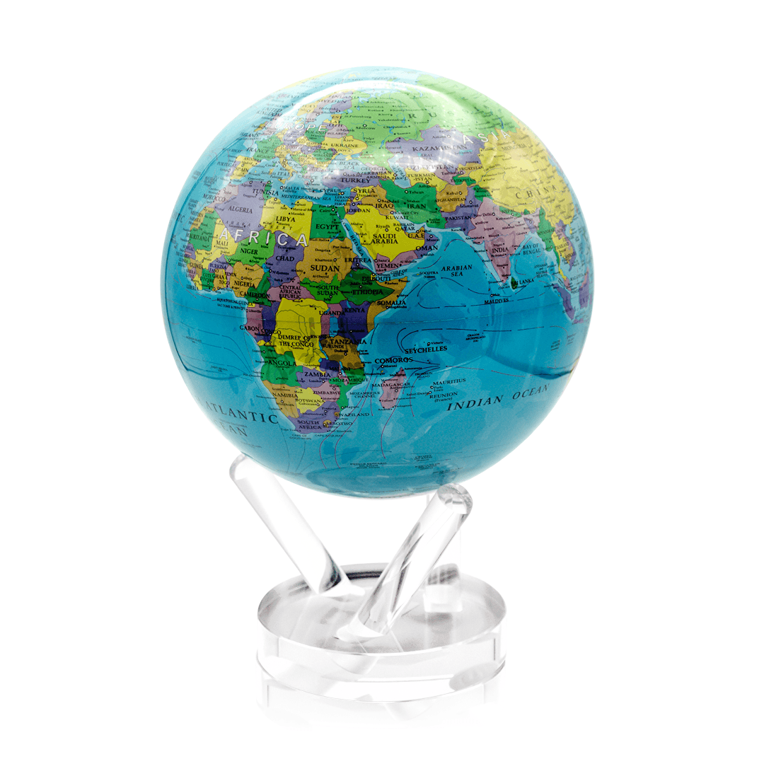 4.5in Political Map Blue Mova Globe - Gunderson's Jewelers