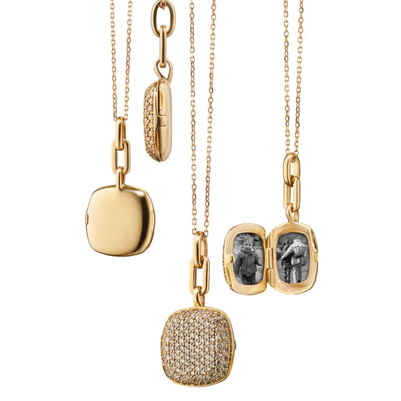 Slim "Rae" Locket Necklace with Champagne Diamonds - Gunderson's Jewelers