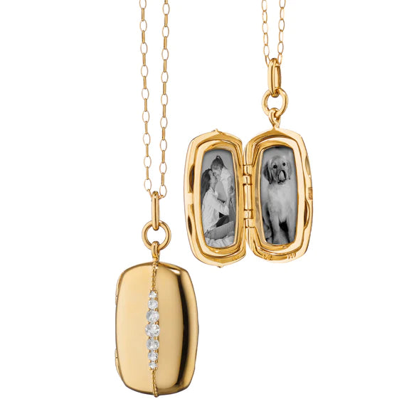 Slim Rectangle "Kate" Locket Necklace - Gunderson's Jewelers