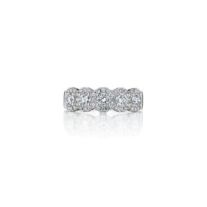 5 Stone Round Brilliant Diamond Halo Band - Gunderson's Jewelers