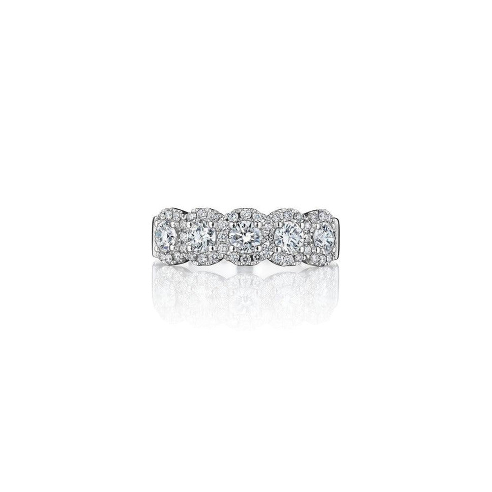 5 Stone Round Brilliant Diamond Halo Band - Gunderson's Jewelers