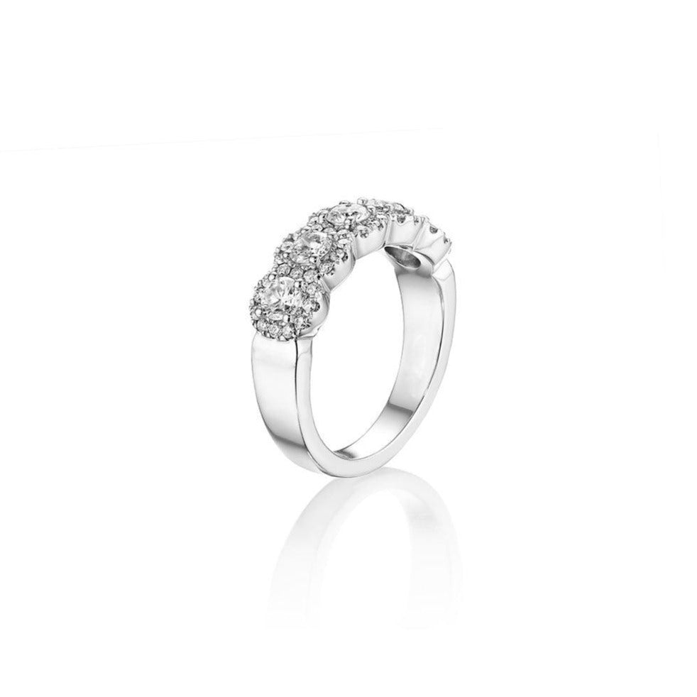 5 Stone Round Brilliant Diamond Halo Band - Gunderson's Jewelers