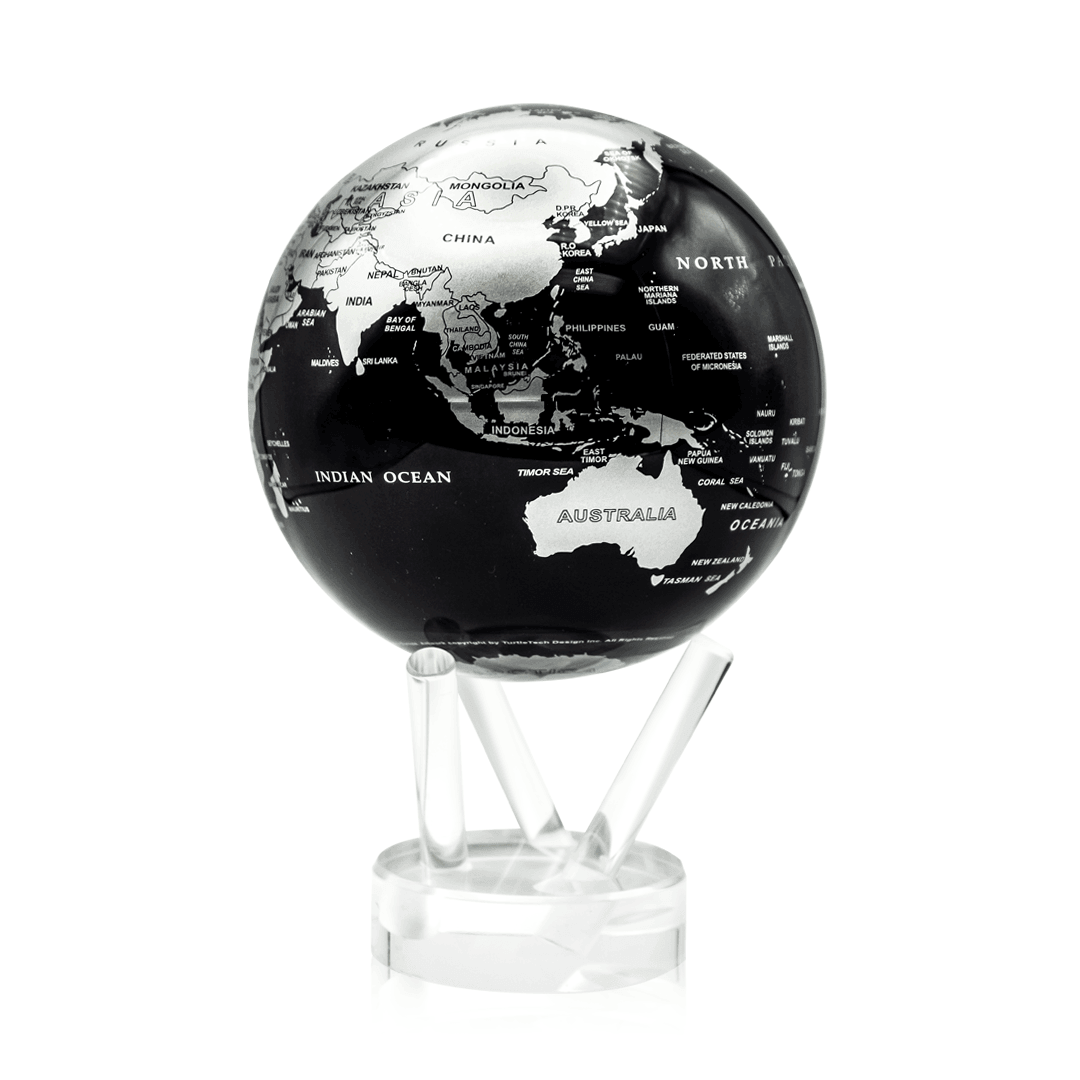 6in Black and Silver Mova Globe - Gunderson's Jewelers
