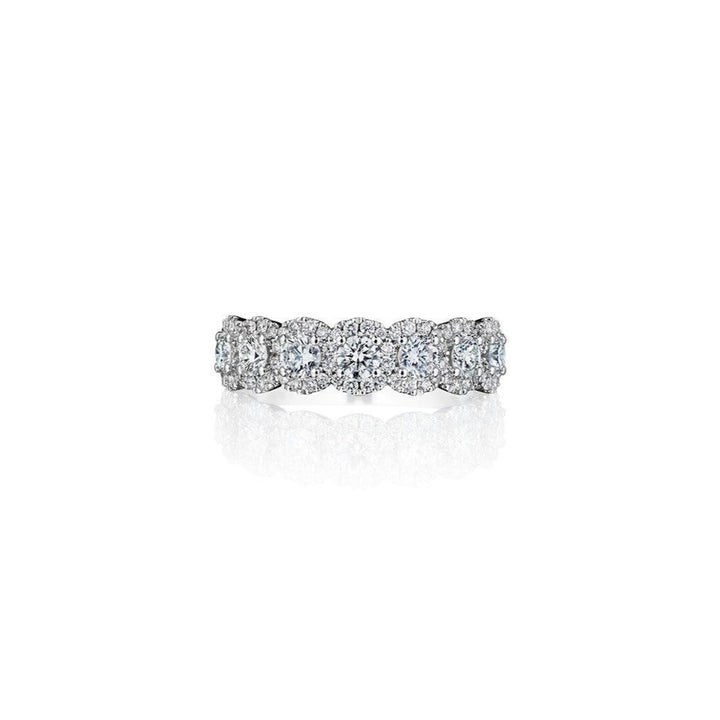 7 Stone Round Brilliant Diamond Halo Band - Gunderson's Jewelers