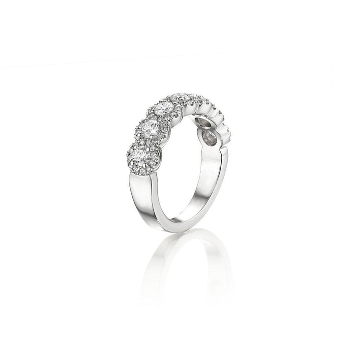 7 Stone Round Brilliant Diamond Halo Band - Gunderson's Jewelers