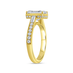 0.58ctw Emerald Bezel Engagement Ring