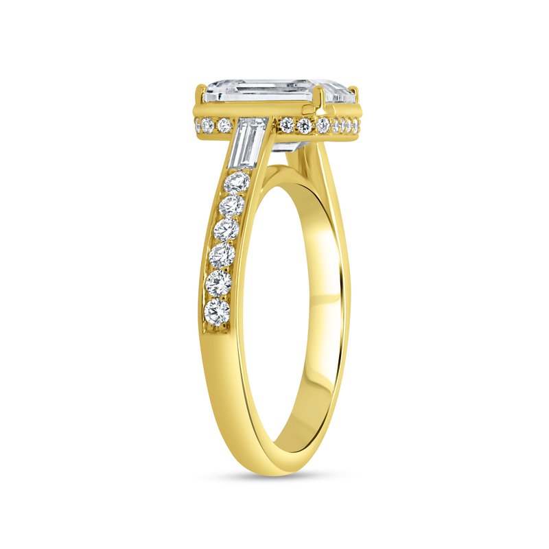 0.58ctw Emerald Bezel Engagement Ring