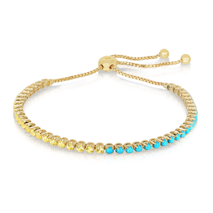 .75ctw Yellow Sapphire/Turquoise 18K Yellow Gold Bracelet - Gunderson's Jewelers