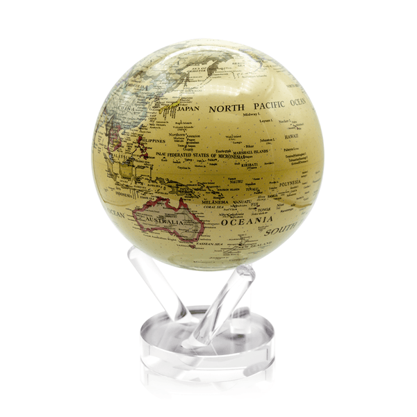 8.5in Political Map Yellow Mova Globe - Gunderson's Jewelers