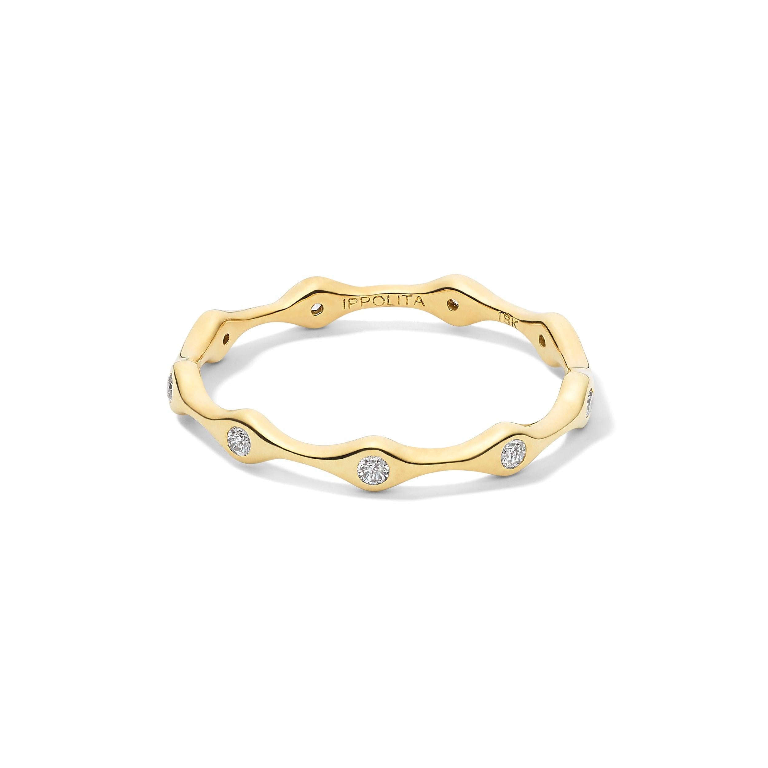 9 Station Skinny Band Ring in 18K Gold with Diamonds - Gunderson's Jewelers