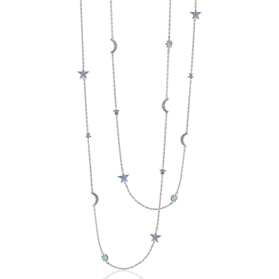 Sun, Moon and Stars 40" Blue Topaz Necklace - Gunderson's Jewelers