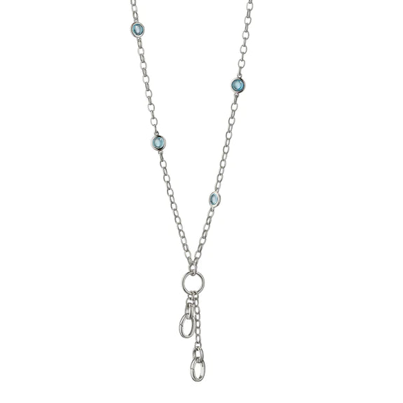 18" "Design Your Own" Small Charm Chain Necklace with Blue Topaz - Gunderson's Jewelers