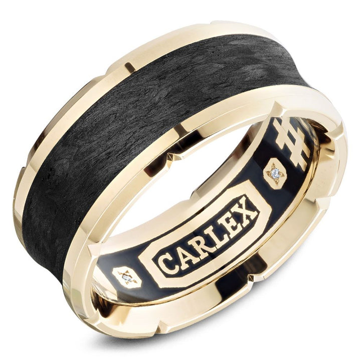 0.02ct 14K Yellow Gold and Forged Black Carbon