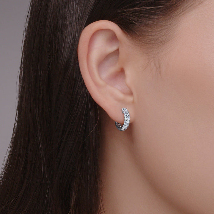 Petite Hoop Earrings with Pavé Diamonds