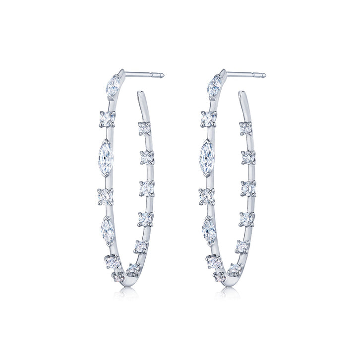 Hoop Earrings with Round and Marquise Diamonds