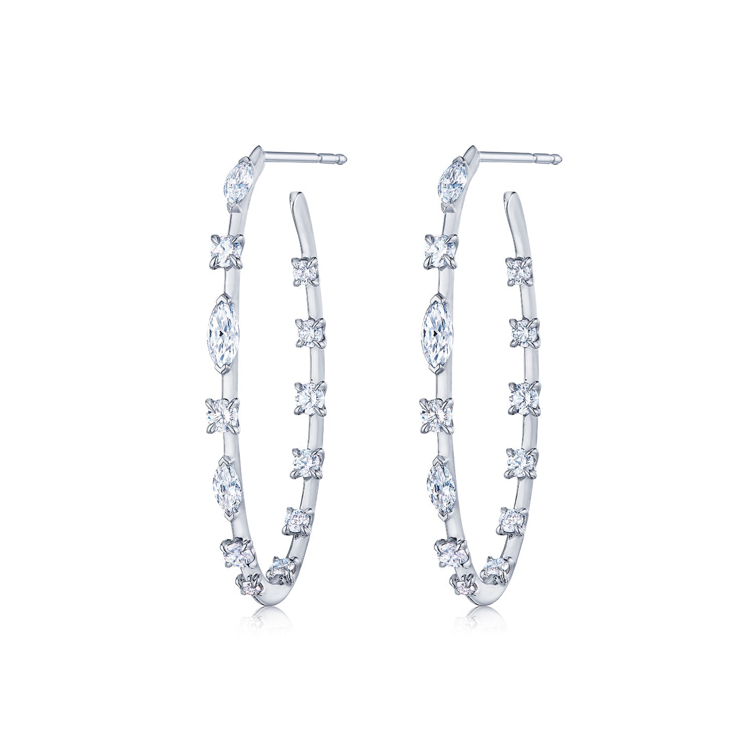Hoop Earrings with Round and Marquise Diamonds